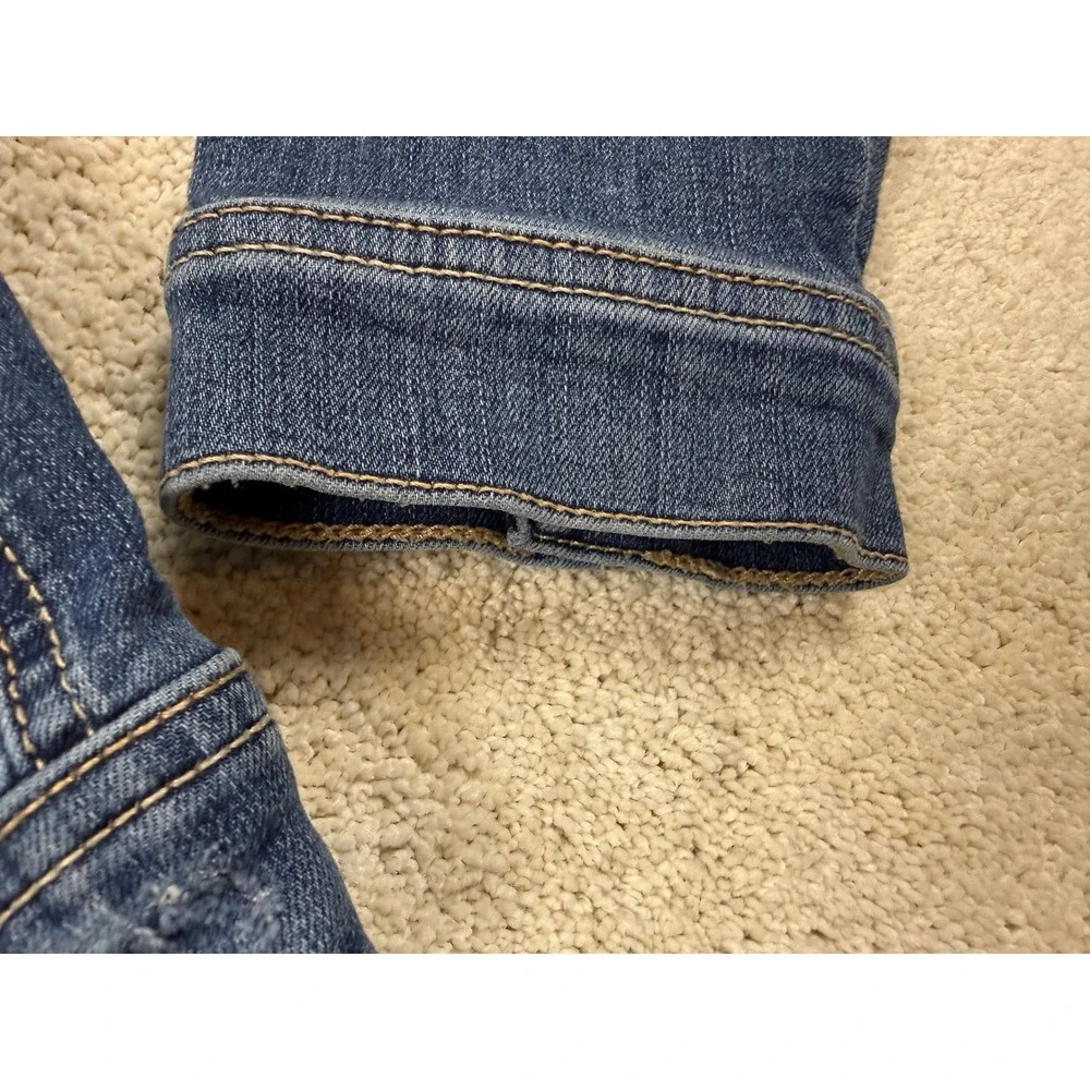 ABERCROMBIE Girls Size 9/10 Hooded Lined Blue Denim Trucker Jean Jacket #1522